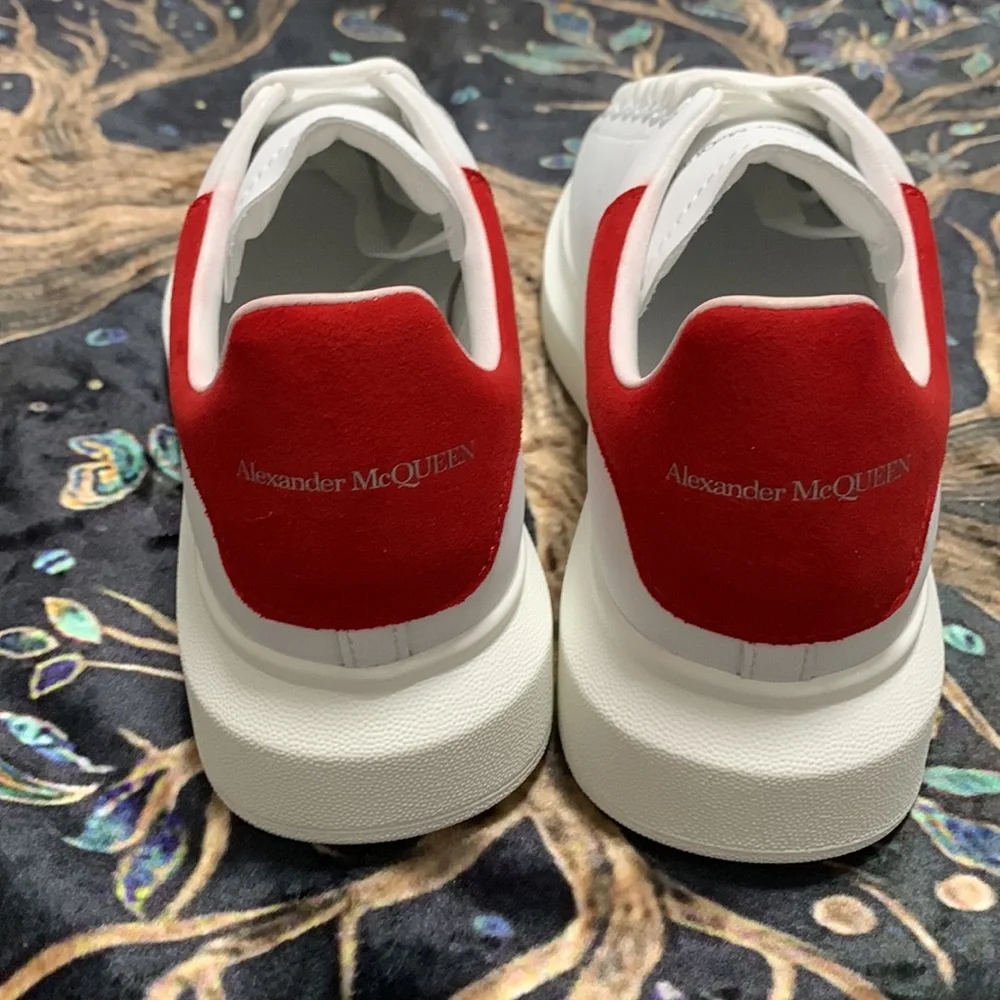 White and Red Women's Sneakers - Picture 2 of 5